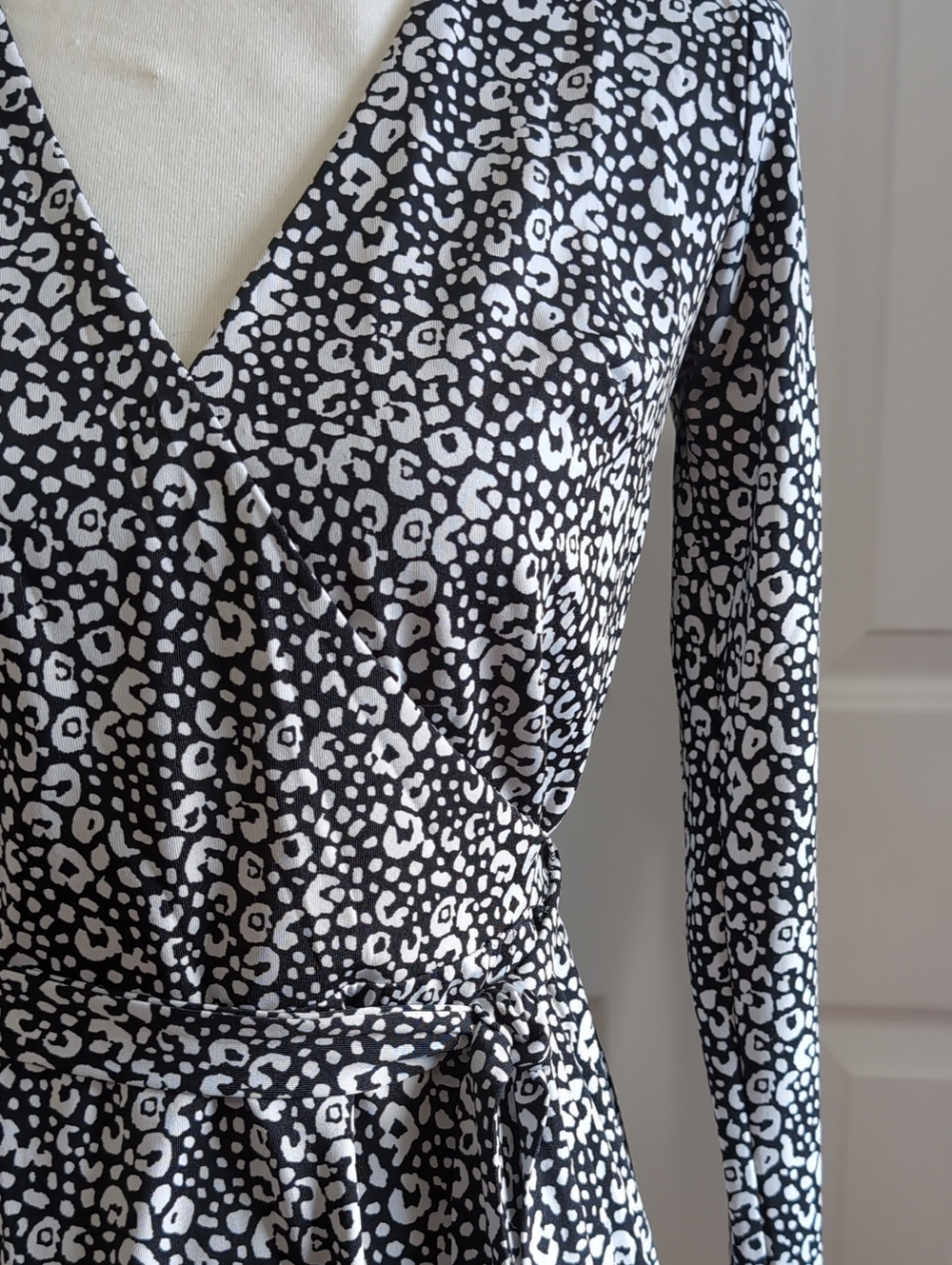 Loft Black & White Leopard Wrap Dress - Picture 3 of 5